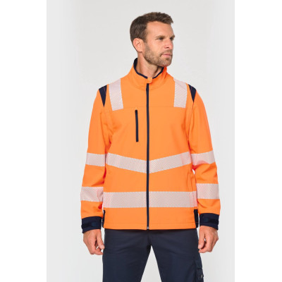 Recycled Safety Softshell jacket with detachable sleeves
